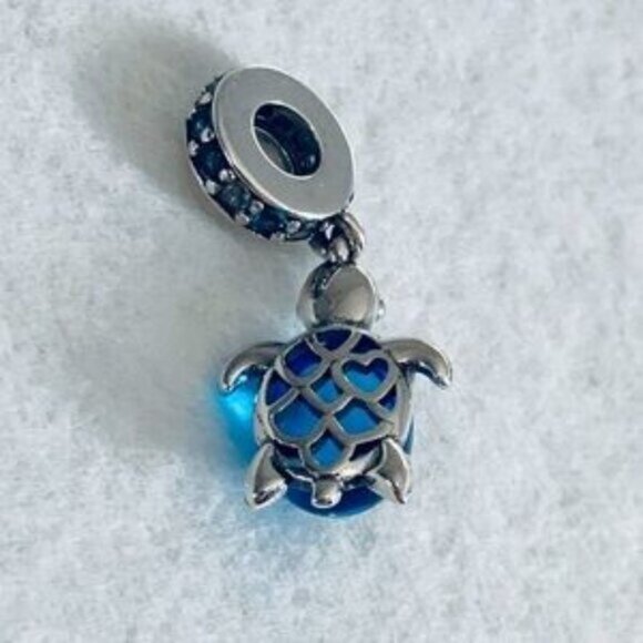 ✅Pandora Murano Glass Sea TURTLE Dangle Charm - Picture 2 of 5